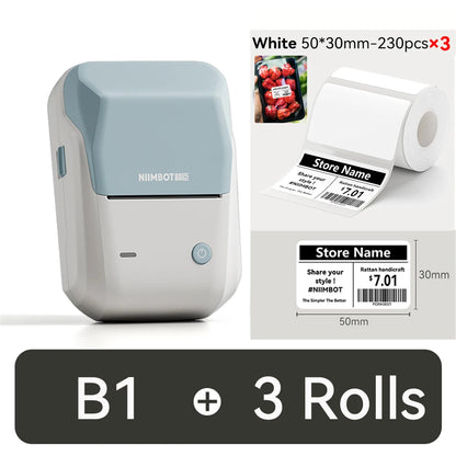 NIIMBOT B1 Portable 2-Inch Thermal Label Printer – Mini Bluetooth Sticker & Adhesive Tape Printer for Smartphones & PC