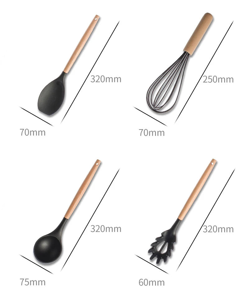 Silicone Kitchen Utensil Set BPA Free Kitchen Cooking Baking Tools Set Kitchen Accessories Gadgets Kitchenware With Container N.