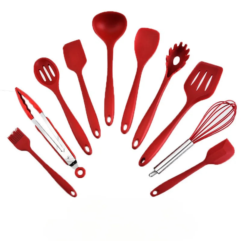 10 PCS Silicone Cookware Set Kitchen Cooking Tools Baking Tools Tableware Silicone Shovel Spoon Scraper Kitchen Accessories