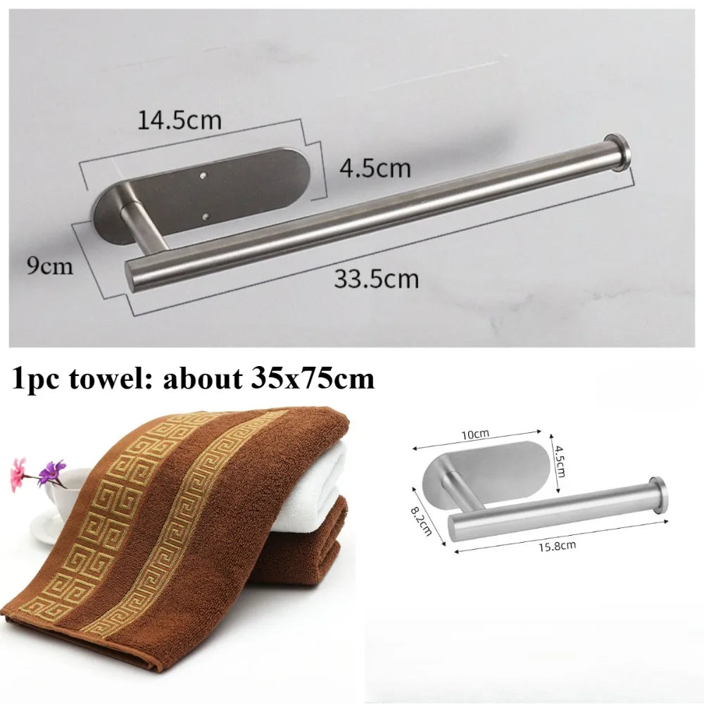Kitchen Paper Towel Holder Adhesive Tissue Hanger Toilet Roll Paper Dispenser Cabinet Storage Napkin Rack Bathroom Accessories