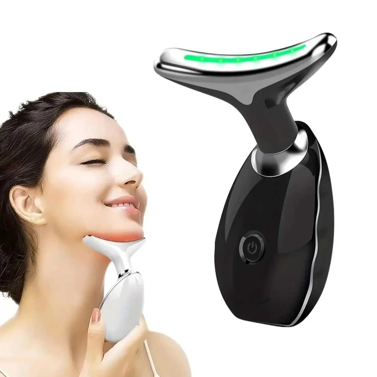 7-Colour LED Neck & Face Massager – Vibrating Electric Facial Device, USB Rechargeable Beauty Tool