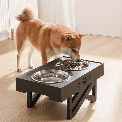 Adjustable Height Elevated Dog Bowls with Stand: Stainless Steel Pet Feeding Dish for Medium & Large Dogs, Anti-Slip Cat Food Water Feeder