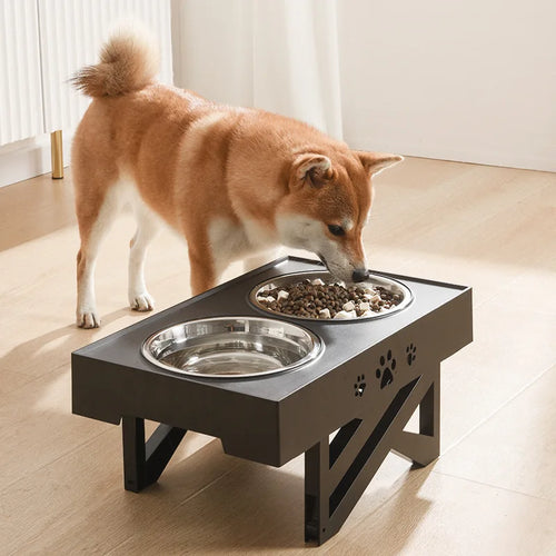 Adjustable Height Elevated Dog Bowls with Stand: Stainless Steel Pet Feeding Dish for Medium & Large Dogs, Anti-Slip Cat Food Water Feeder