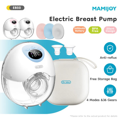 MAMIJOY EB50 Wearable Electric Breast Pump – Silent, Hands-Free, 4 Modes & 36 Suction Levels with Travel Bag, Dust-Proof Cover & 19/24mm Flanges