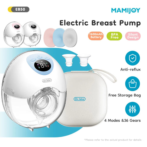 MAMIJOY EB50 Wearable Electric Breast Pump – Silent, Hands-Free, 4 Modes & 36 Suction Levels with Travel Bag, Dust-Proof Cover & 19/24mm Flanges
