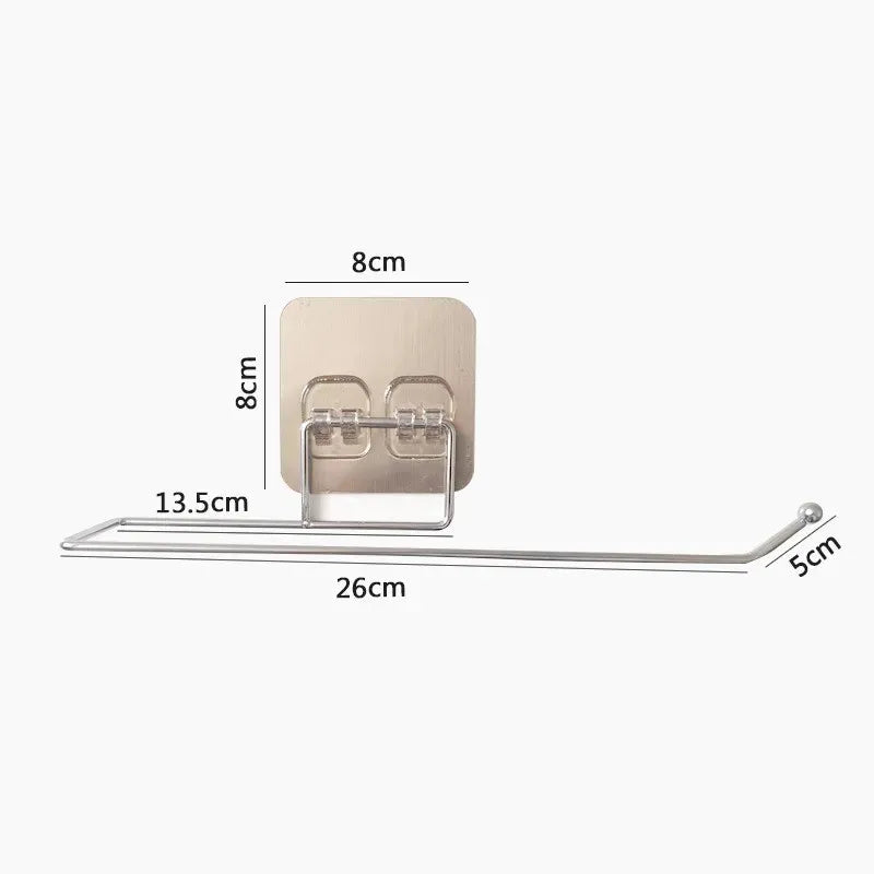 Stainless Steel Wall-Mounted Toilet Paper Holder & Kitchen Towel Rack – Adhesive, Rustproof, Space-Saving