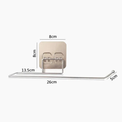 Stainless Steel Wall-Mounted Toilet Paper Holder & Kitchen Towel Rack – Adhesive, Rustproof, Space-Saving