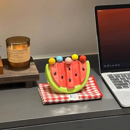 Kitchen Supplies Stainless Steel Watermelon Fruit Fork Cute Creative Dessert Cake Fork Safety with Storage Can Fruit Stick Kids