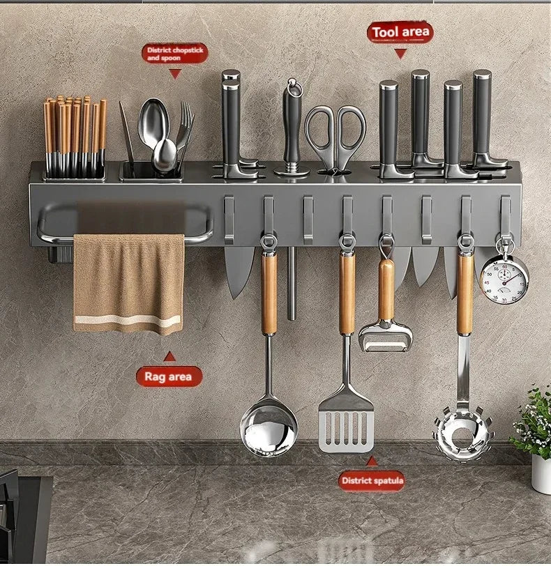 kitchens accessories Rack Wall Mounted Multifunctional Rack All-in-One Organizer knife