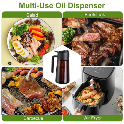 16oz (470ml) 2-in-1 Oil Sprayer & Dispenser – Thick Glass | Cooking, BBQ, Air Fryer