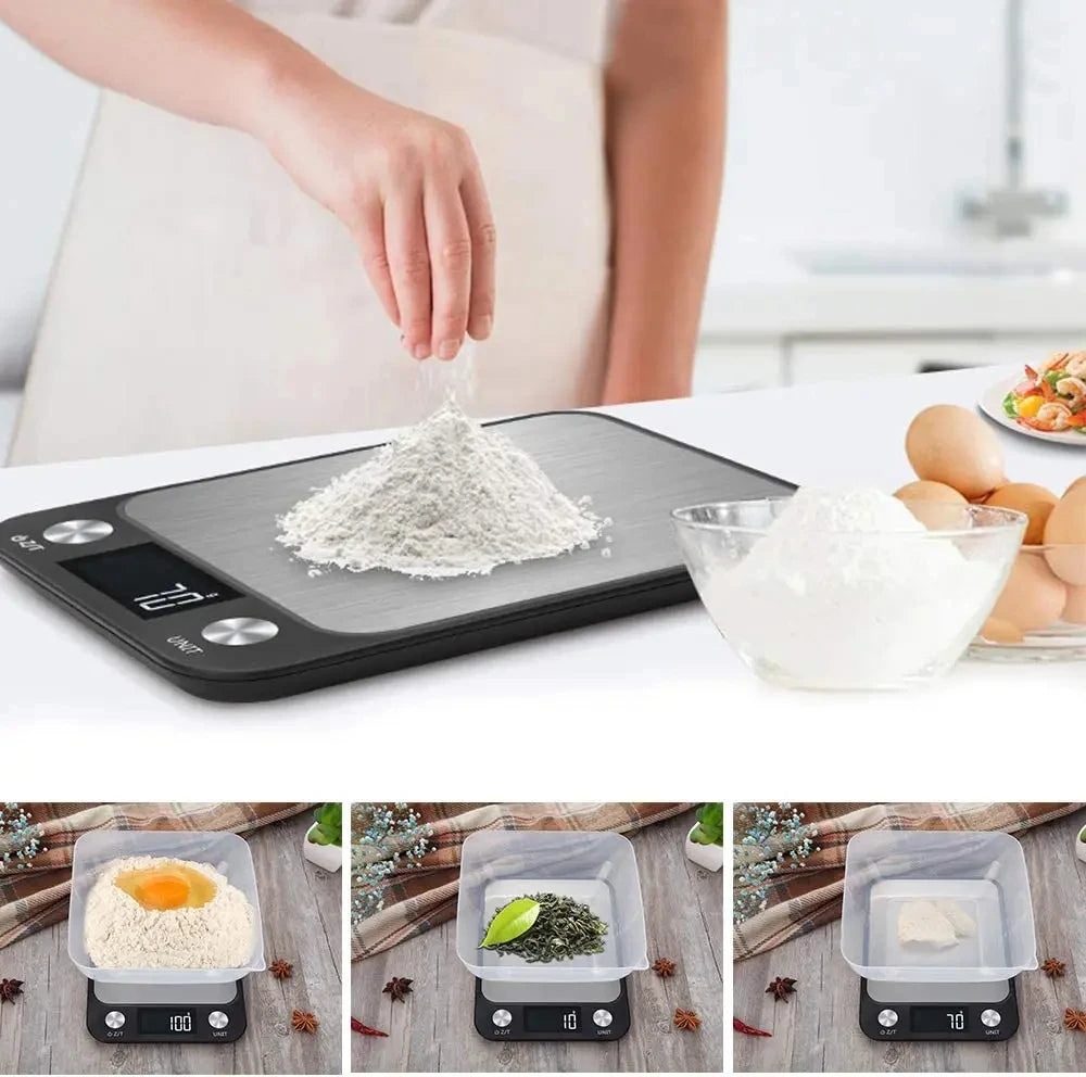 Kitchen Scale 15Kg/1g Weighing Food Coffee Balance Smart Electronic Digital Scales Stainless Steel Design for Cooking and Baking