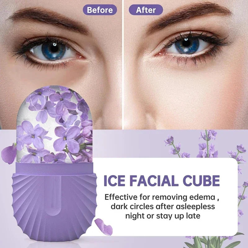 Ice Face Roller - Silicone Cold Therapy Massage Tool for Puffiness, Wrinkles & Pore Tightening