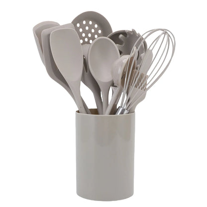 Kitchen Spatula Set Safe Anti Scald Easy Cleaning Kitchen Utensils Set Nonstick Heat Proof Silicone with Holder for Cooking