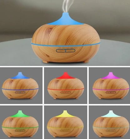 4 in 1 Air Humidifier with Starry Projector Aromatherapy Diffuser & Flame Effect, USB Rotate Projection Light Mist Maker Fogger