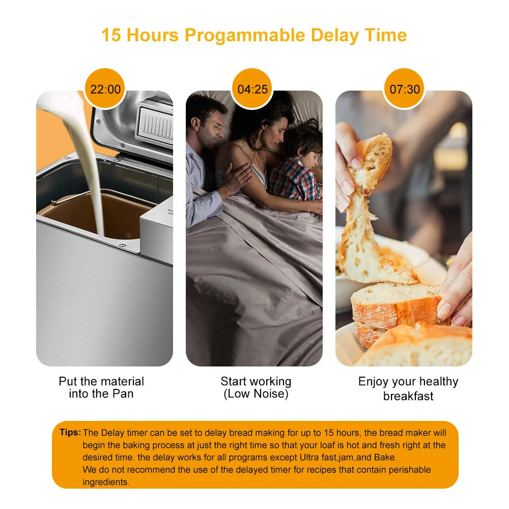 Multi-Functional Automatic Bread Maker – 17 Menus, Dough Mixing, Fermentation, Timer & Keep Warm