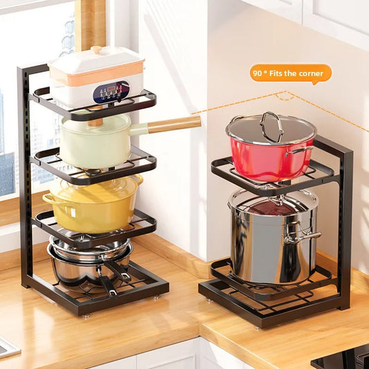 1PCS Kitchen Sink Shelf Multi-layer Pot Rack Under Cabinet Storage Organizer Rack Multi-functional Frying Pan Rice Cooker Holder