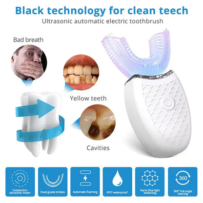 Home Use Teeth Whitening Kit with 5 LED Blue Lights 30 Mins Battery Version Powder Version