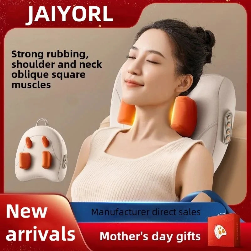JAIYORL Electric Massage Pillow – Wireless Shiatsu with Heat for Neck, Back & Shoulder Relief