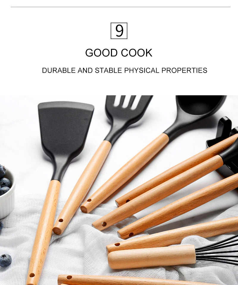 Silicone Kitchen Utensil Set BPA Free Kitchen Cooking Baking Tools Set Kitchen Accessories Gadgets Kitchenware With Container N.