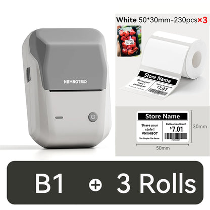 NIIMBOT B1 Portable 2-Inch Thermal Label Printer – Mini Bluetooth Sticker & Adhesive Tape Printer for Smartphones & PC