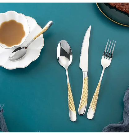 Kitchen Tableware Cutlery Set  Cutlery Set Stainless Steel Luxury Dinnerware Fork Spoon Knife Western Dinner Set Gold