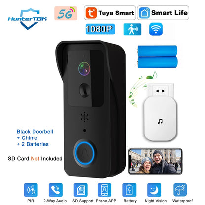 Smart 5G & 2.4G WiFi Video Doorbell – 1080P HD, Wireless Outdoor Camera with Waterproof Intercom & Real-Time Alerts