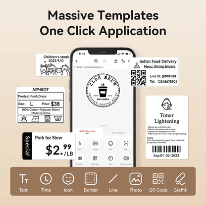 NIIMBOT B1 Portable 2-Inch Thermal Label Printer – Mini Bluetooth Sticker & Adhesive Tape Printer for Smartphones & PC