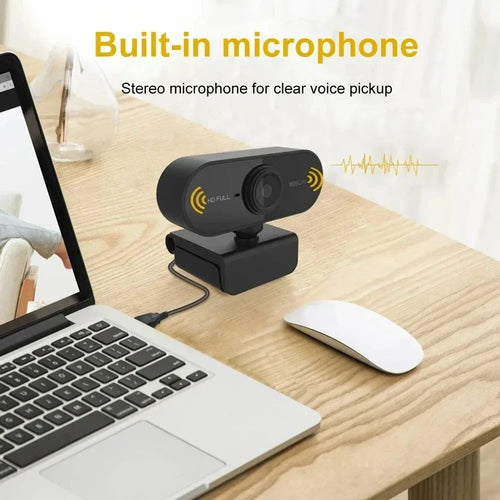 1080P HD USB Webcam for PC – Built-In Microphone, Tripod-Ready Network Camera for Work