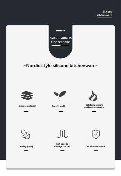 Kitchen Tools Set Wooden Handle Nonstick Pan Food Grade Cooking Silicone Storage Kit Stir Fry Baking Kitchen Set