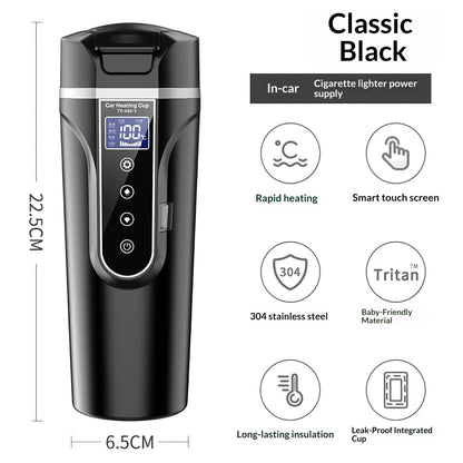 450ML 12V/24V Car Kettle – 304 Stainless Steel Quick Heating Travel Mug