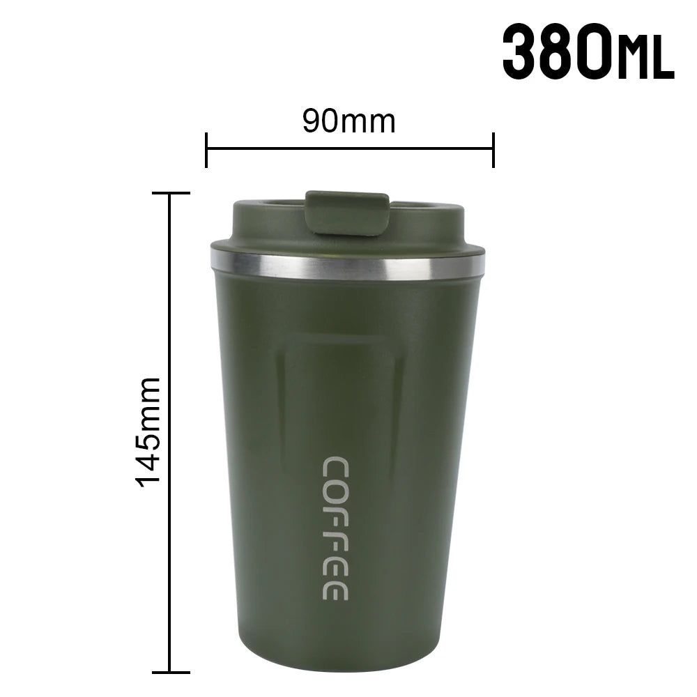 Car Coffee Mug - 380ml & 510ml Leak-Proof Thermos Travel Cup, Double-Wall Stainless Steel Vacuum Mug