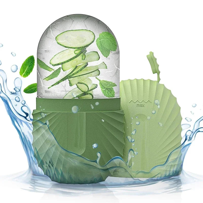 Ice Face Roller - Silicone Cold Therapy Massage Tool for Puffiness, Wrinkles & Pore Tightening