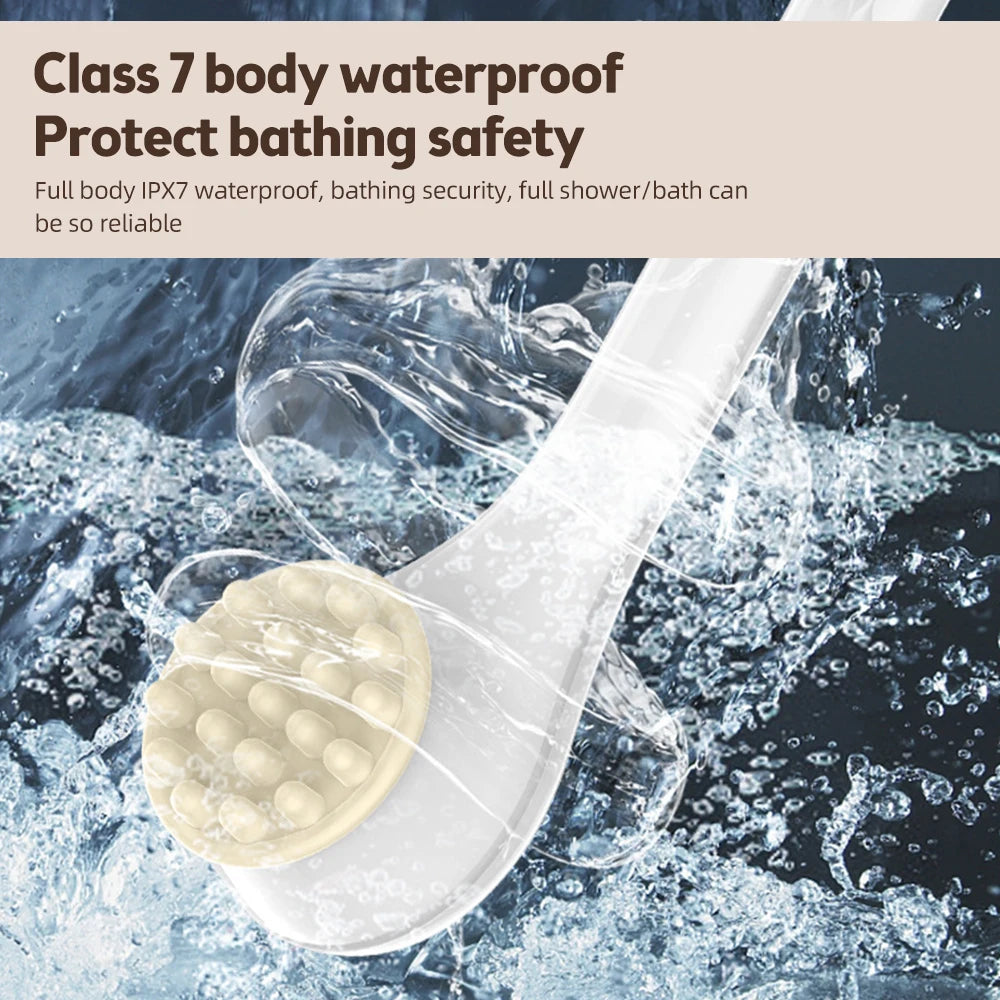 Electric Shower Brush – Rechargeable IPX7 Waterproof, 3-Speed 6-in-1 Wireless Body Scrubber