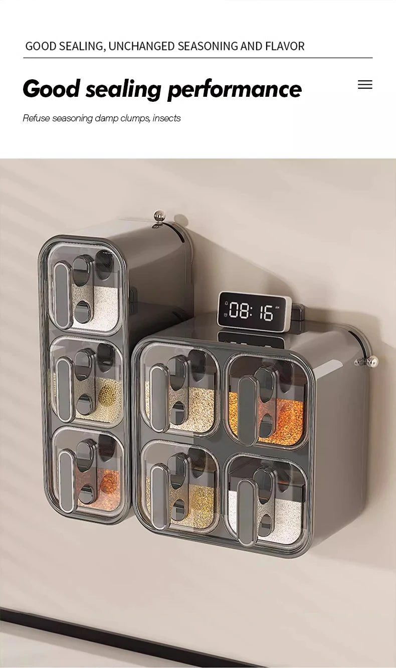 Kitchen Seasoning Jar Household Seasoning Salt Jar Wall Mounted Non Perforated Strong Suction Cup Combination Set