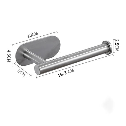 Stainless Steel Wall-Mounted Toilet Paper Holder & Kitchen Towel Rack – Adhesive, Rustproof, Space-Saving
