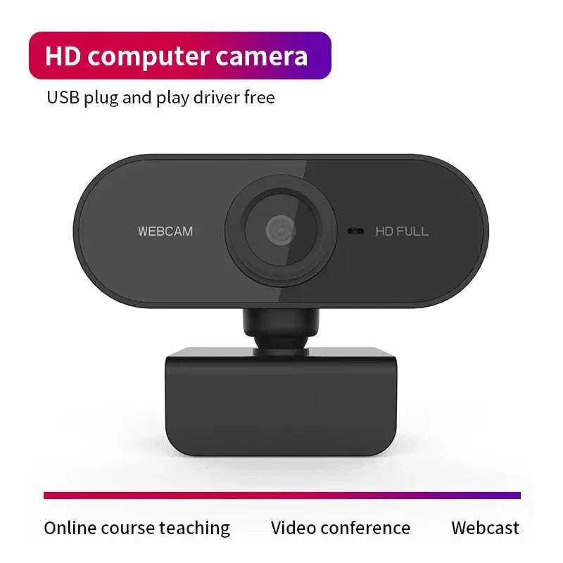 1080P HD USB Webcam for PC – Built-In Microphone, Tripod-Ready Network Camera for Work