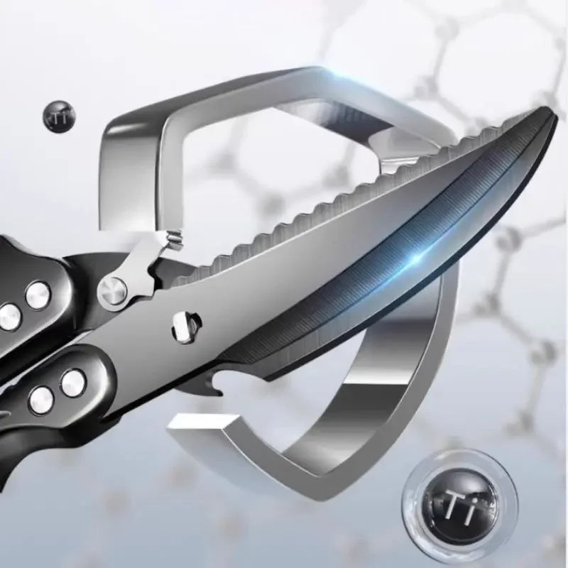 Kitchen scissors Black titanium stainless steel strong chicken bone shears household chicken duck goose bone scissors