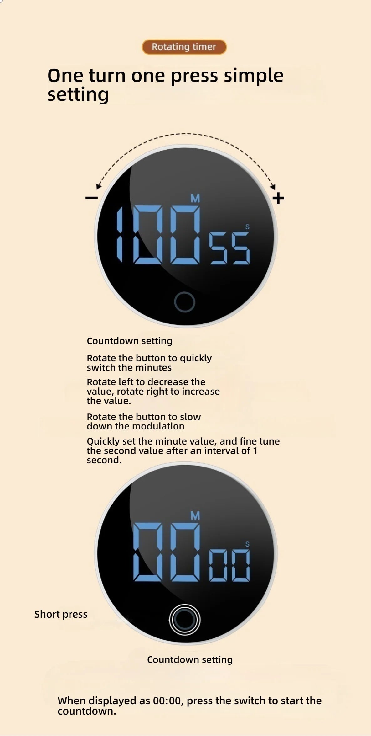 Kitchen magnetic timer rotating type Timer Timer Reminder Kitchen Barware Houseware Self-discipline learning countdown
