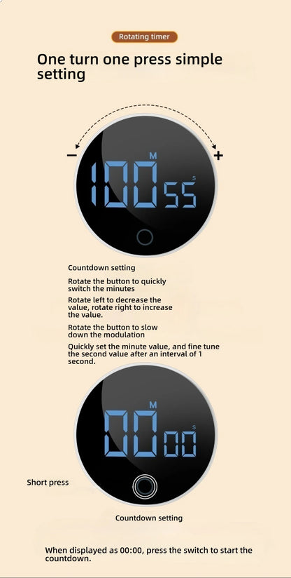 Kitchen magnetic timer rotating type Timer Timer Reminder Kitchen Barware Houseware Self-discipline learning countdown
