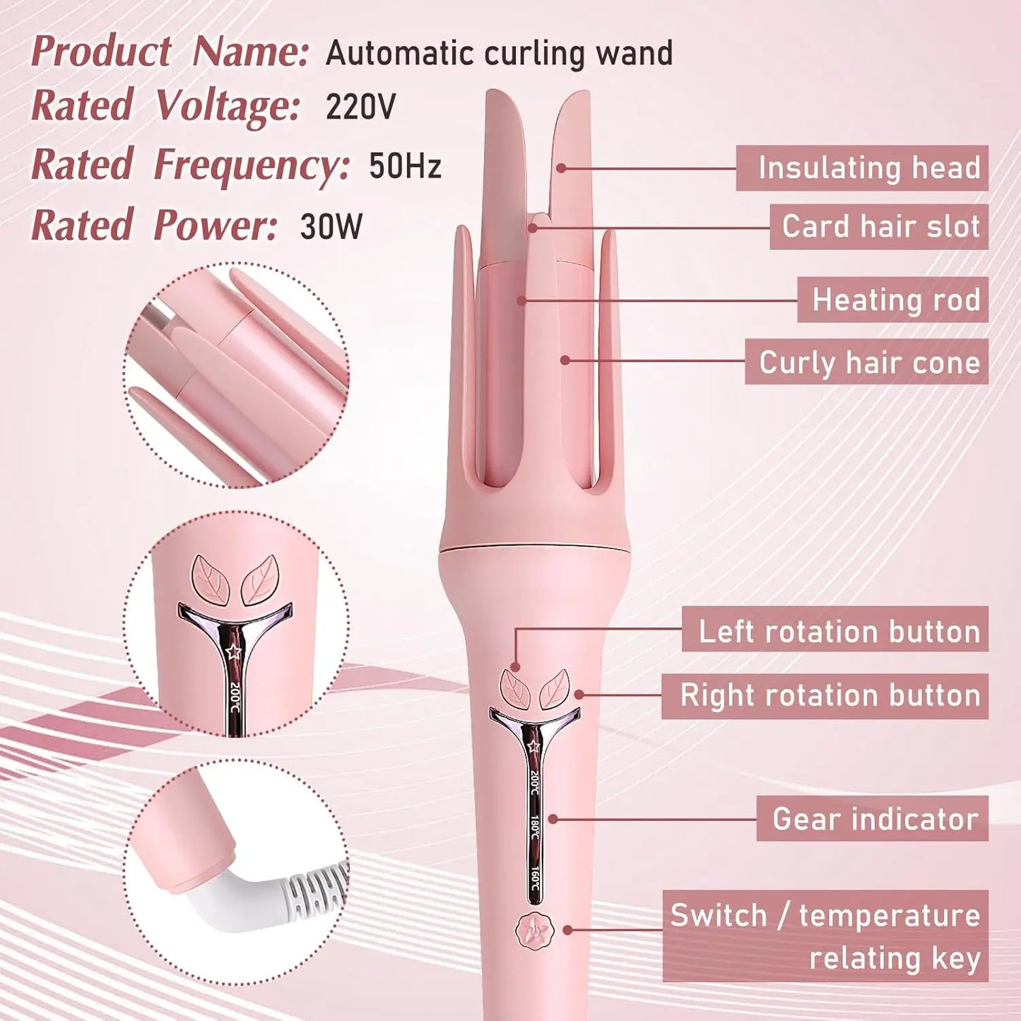 Automatic 32mm Curling Iron – Ceramic Anion Hair Curler, 4-Speed Adjustable, Fast Heating Styling Tool