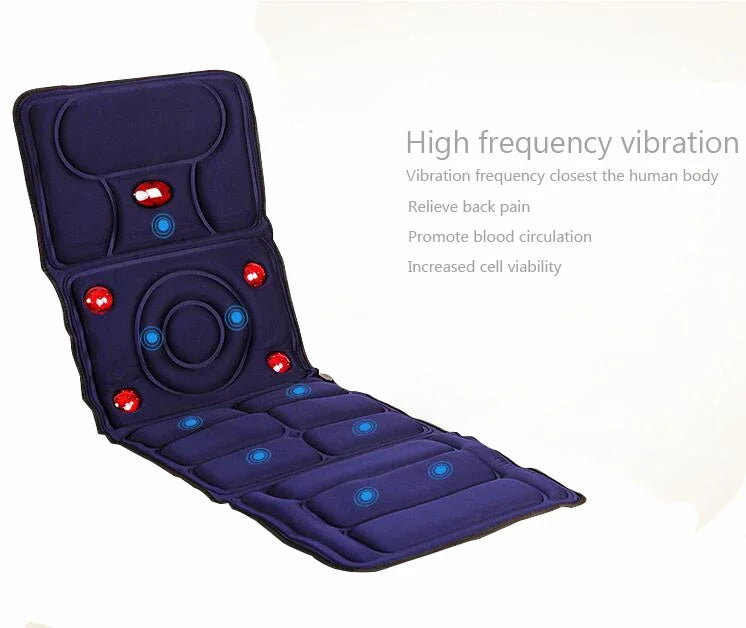 Electric Massage Mat with Heat - 8 Motor Shiatsu Back Pain Relief Pad for Neck, Shoulders, Spine | Home Use Heating Pad