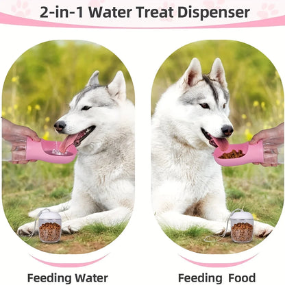 Portable Dog & Cat Water Bottle with Food Container – Leak-Proof Pet Water Dispenser for Outdoor Travel