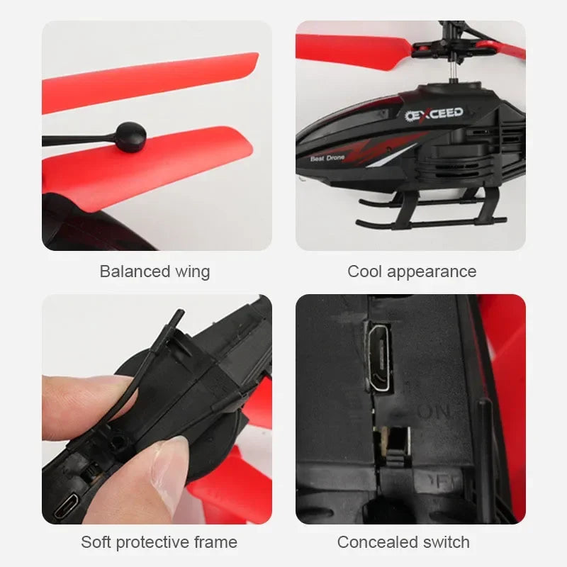 Remote Control Induction Helicopter Drone – Crash-Resistant, Dual-Mode Suspended RC Aircraft Toy with Lighting