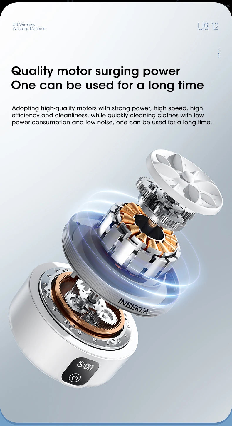 Wireless Underwear Washing Machine 1.5L – Portable Rechargeable Socks Cleaner with Blue Light