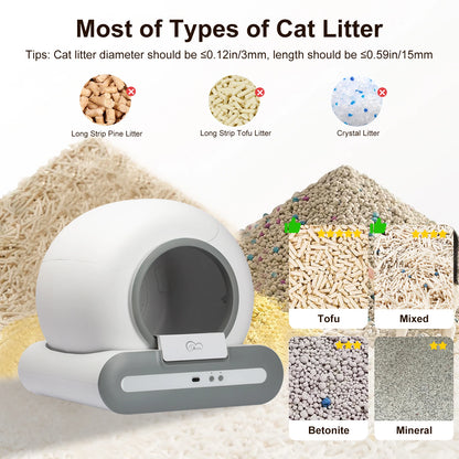 65L Self-Cleaning Automatic Cat Litter Box – App Control, 2.4G WiFi Only, Includes Litter Mat & Trash Bags