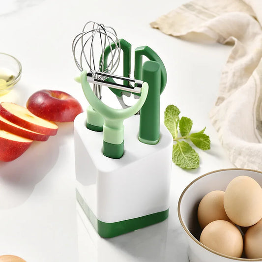 Kitchen Gadgets 5-piece Set Fruit Knife Household Paring Knife Egg Beater Melon Planing Combination Storage