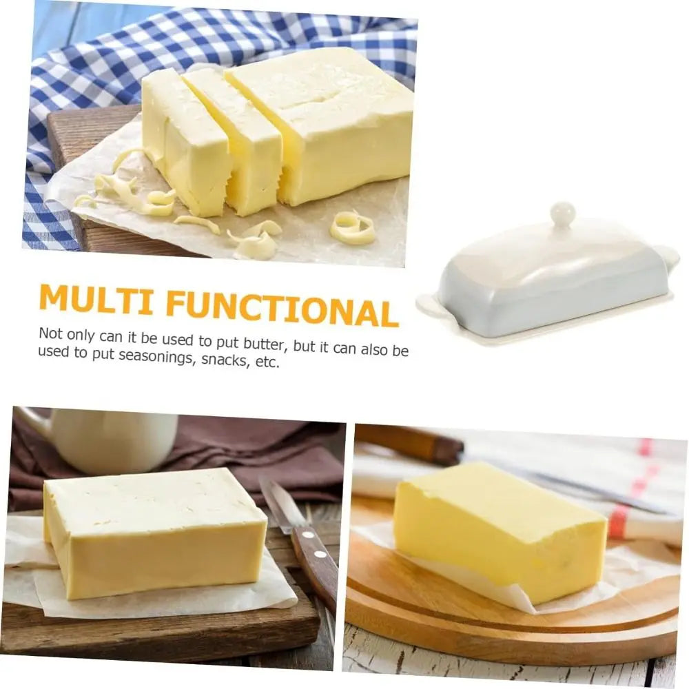 Kitchen Organizer Ceramic Butter Dish Reusable Household Butter Box with Lid Cheese Fresh-keeping Box Bar