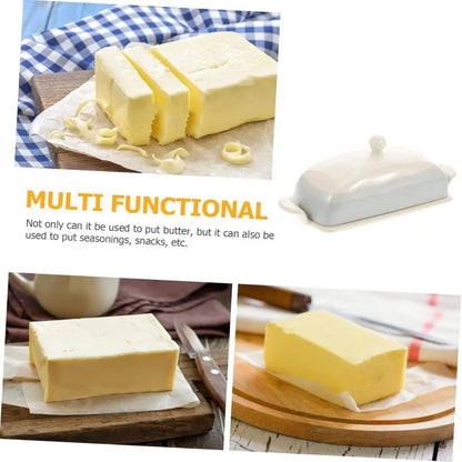 Kitchen Organizer Ceramic Butter Dish Reusable Household Butter Box with Lid Cheese Fresh-keeping Box Bar