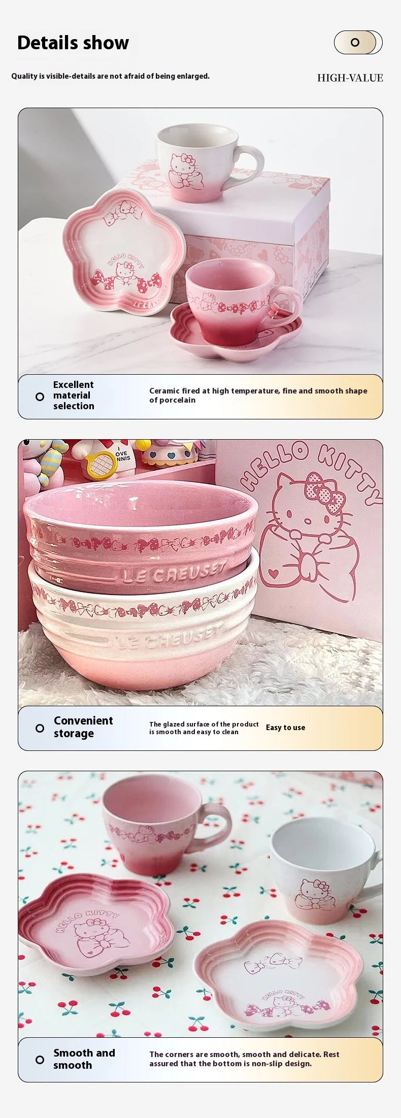 Cartoon Kitty Children Tableware Set Pink Ceramic Dinner Plate Dish Plate Tea Cup Cat Plate Cute Meal Kitchen Home Household