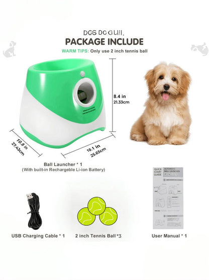 Automatic Dog Ball Launcher – USB Rechargeable Interactive Tennis Ball Thrower Toy